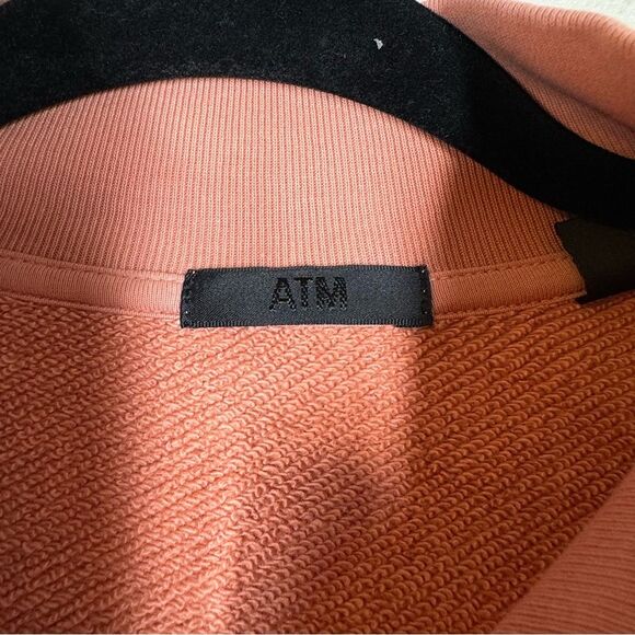 ATM Anthony Thomas Melillo French Cotton Terry 1/4 Zip Sweatshirt Pink Small - Picture 3 of 6